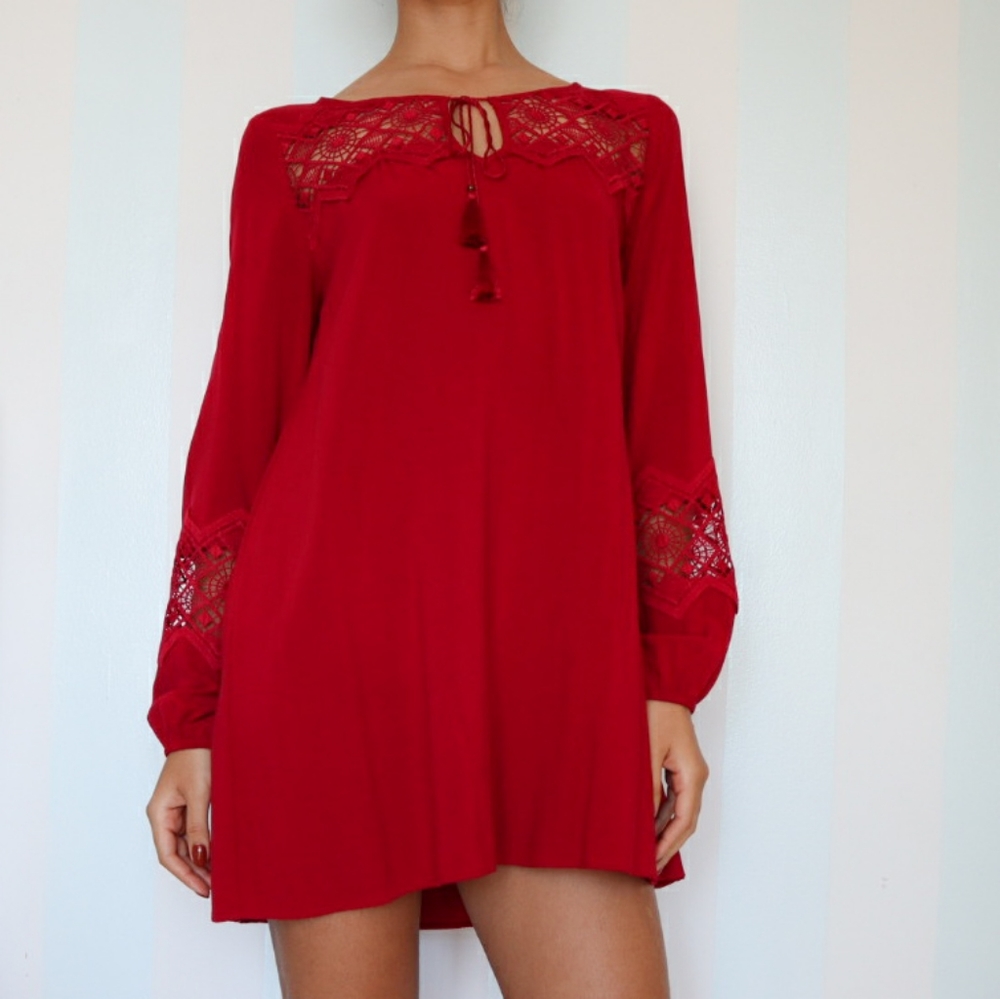 EXPRESS Bohemian dress with crochet detail